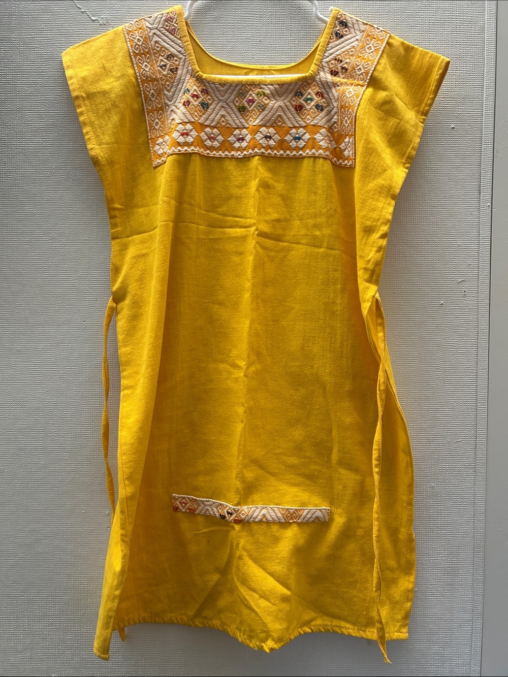 Woman’s Yellow Embroidered Cotton Dress